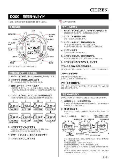 citizen シチズンウオッチD200～D209